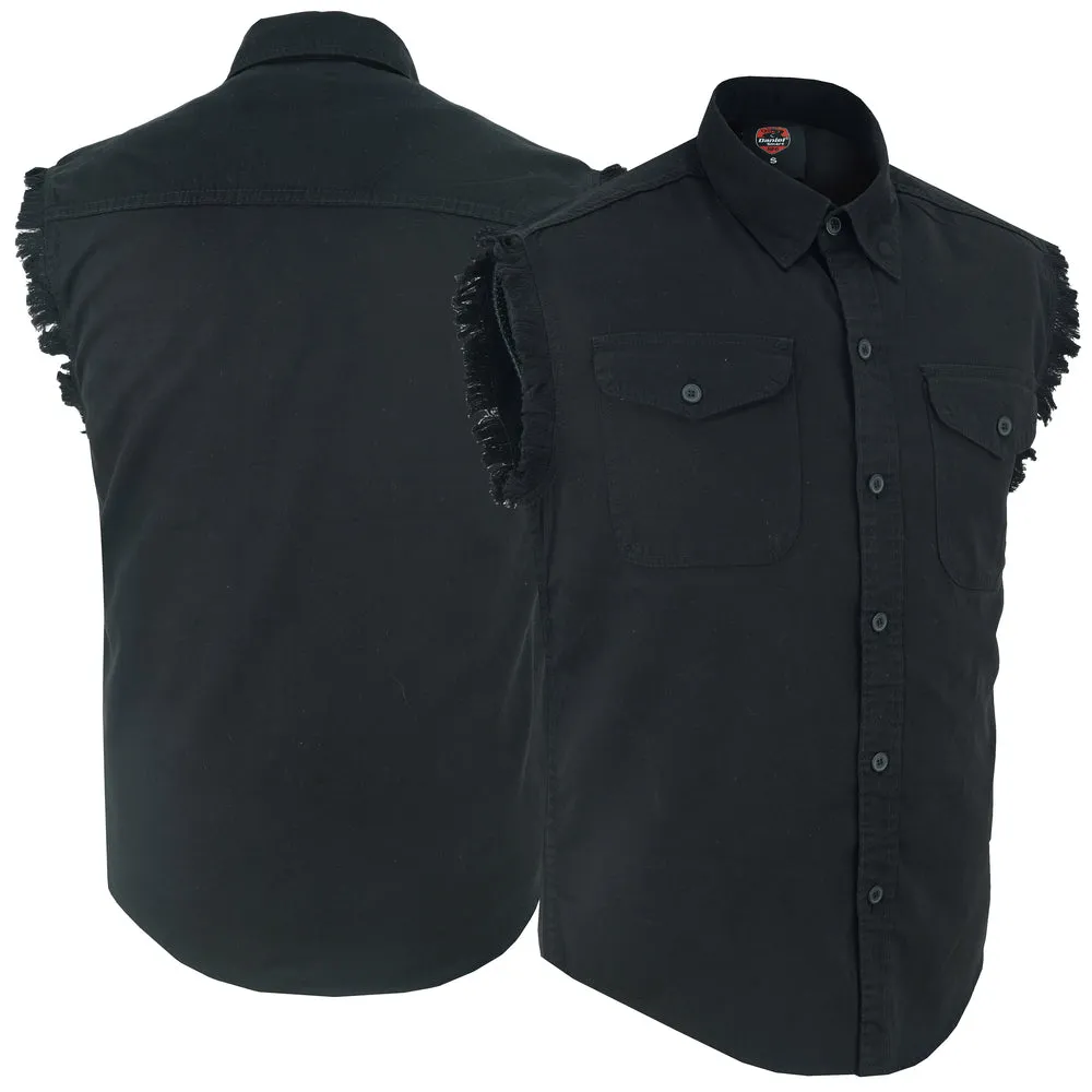 DM6001 Men's Lightweight Sleeveless Denim Shirt - Black