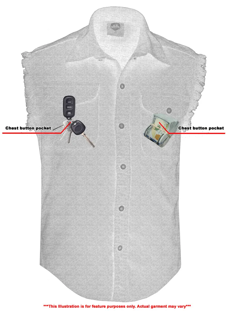 DM6001 Men's Lightweight Sleeveless Denim Shirt - Black