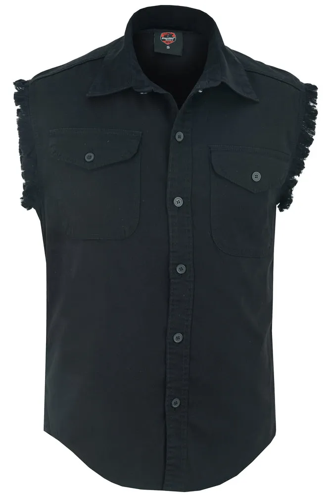 DM6001 Men's Lightweight Sleeveless Denim Shirt - Black