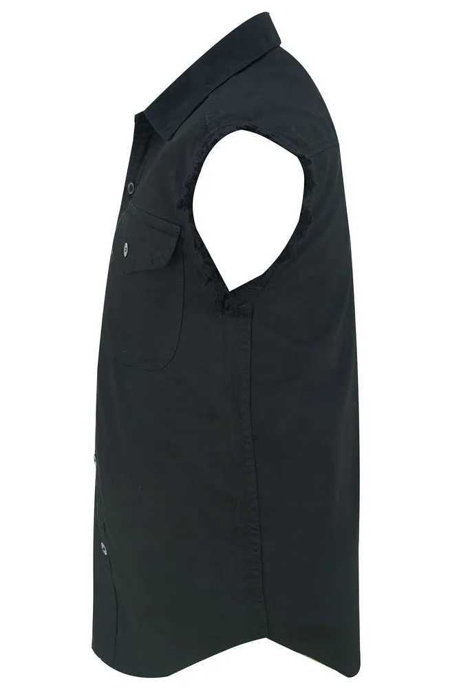 DM6001 Men's Lightweight Sleeveless Denim Shirt - Black