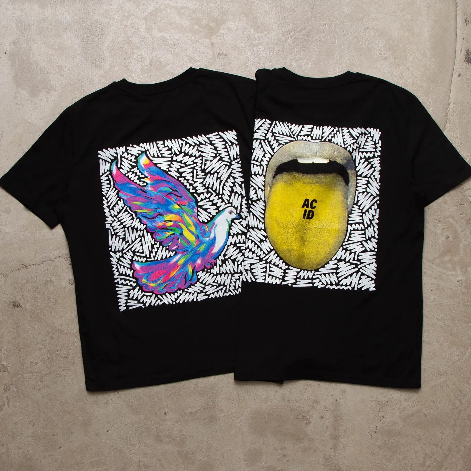 Doodle Acid Drop Back Print - Tshirt - Black