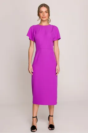 Elegant short sleeves fitted cut dress