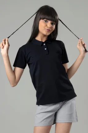 Exclusive Navy Blue Polo T-Shirt For Girls