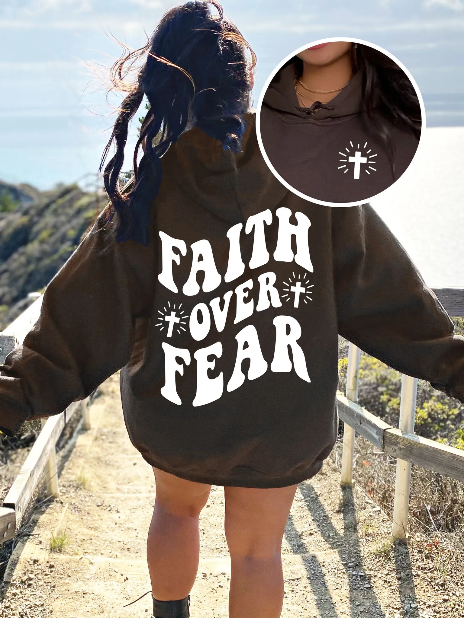 Faith Over Fear Hoodie - DOUBLE SIDED - New!