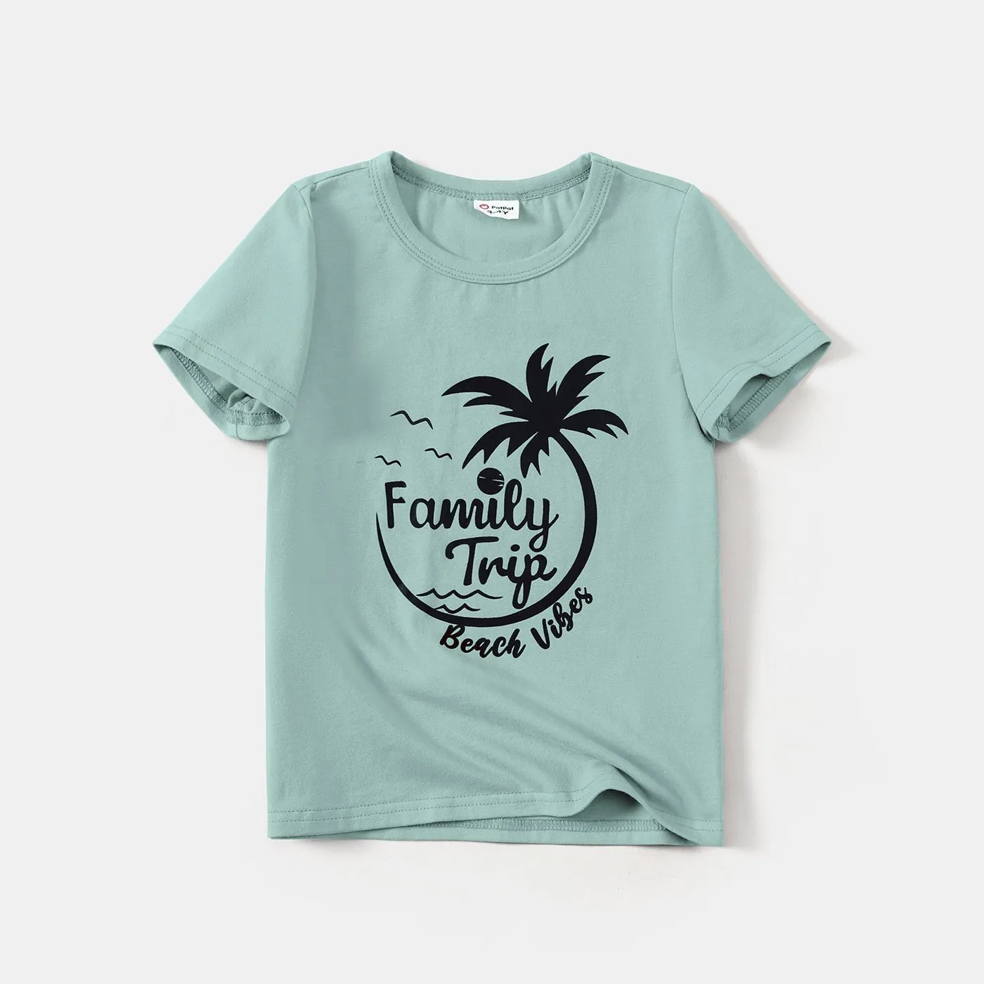 Family Matching Outfits Coconut Tree & Letter Print T-shirts