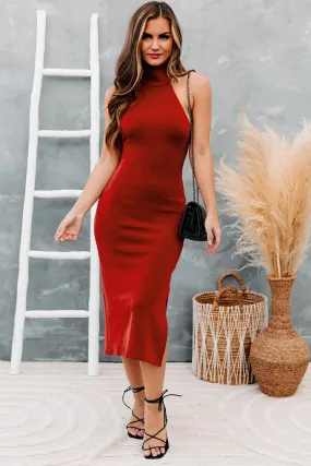 Fashion Agenda Halter Neck Bodycon Midi Dress (Rust)