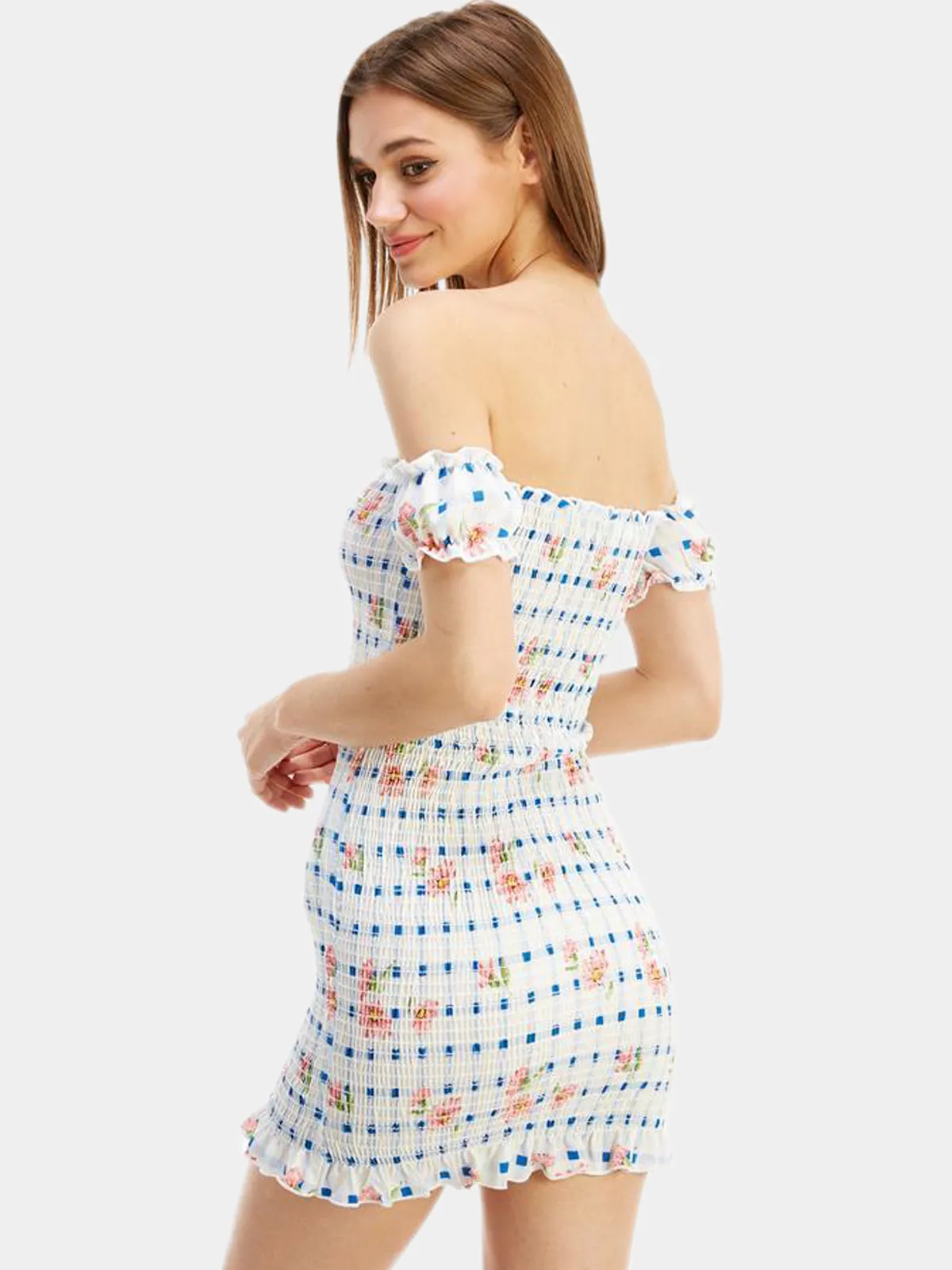 Floral Off Shoulder Fitted Dress