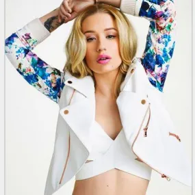 Flower Print Patchwork Zipper Turn-down Collar Short Coat