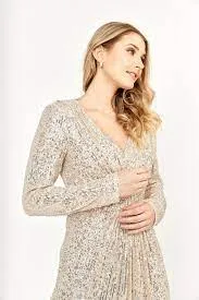 Frank Lyman Nude Silver Knit Dress