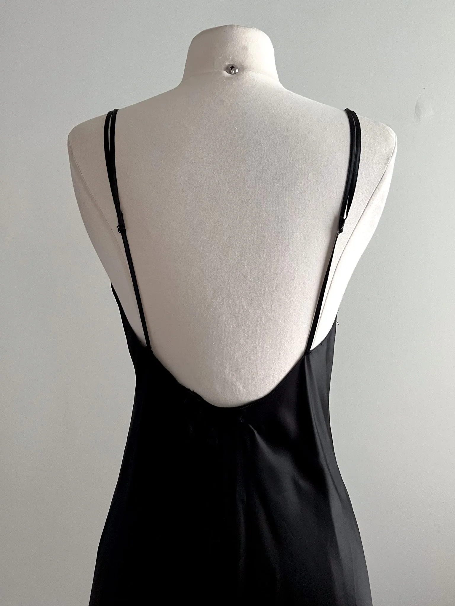 Gorgeous 1930's Liquid Black Satin Slip Dress  / Sz M