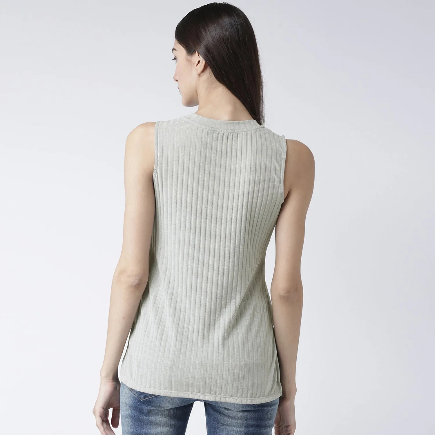 Green High Low Sleeveless Top