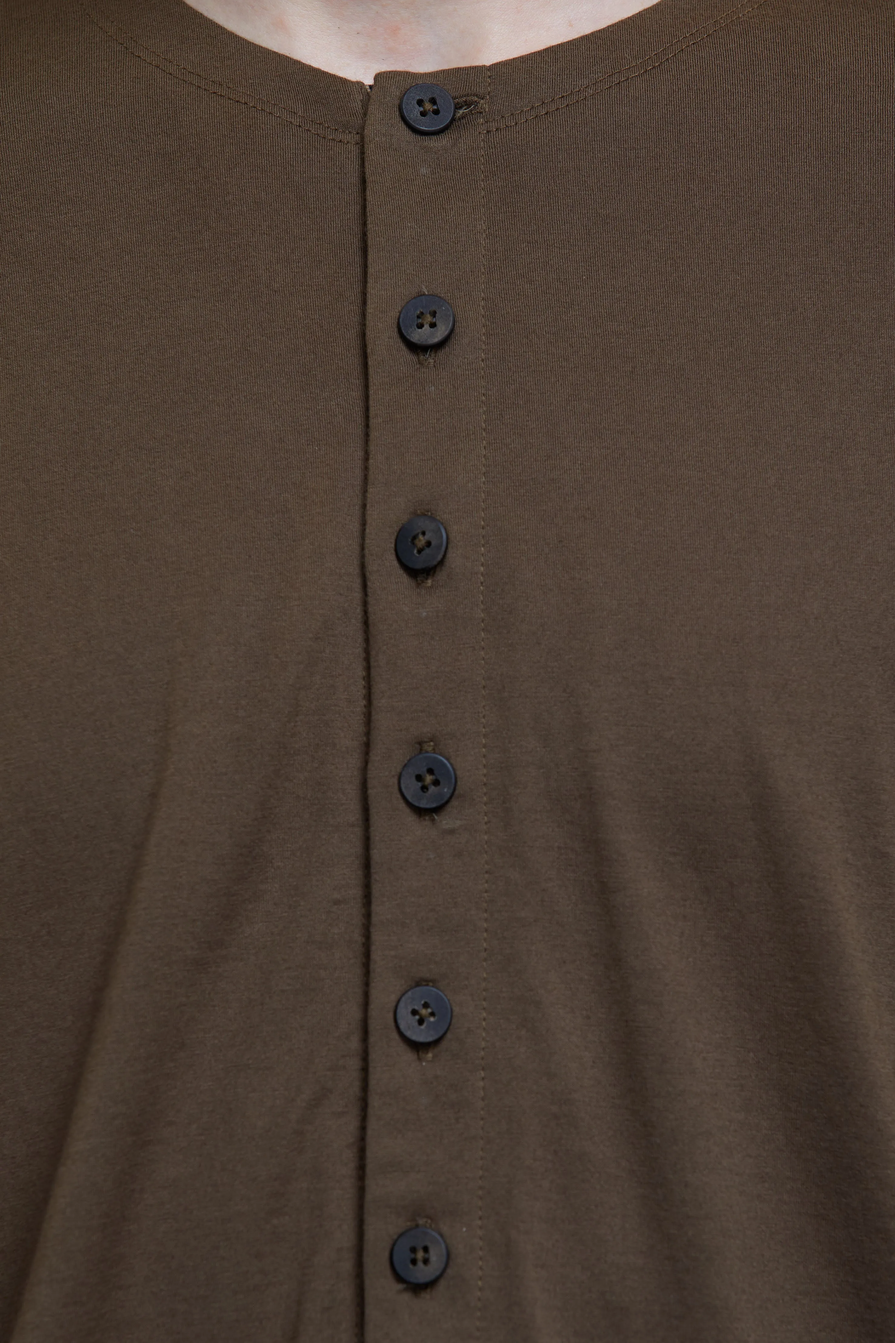 Henley Neck Long Sleeve T Shirt