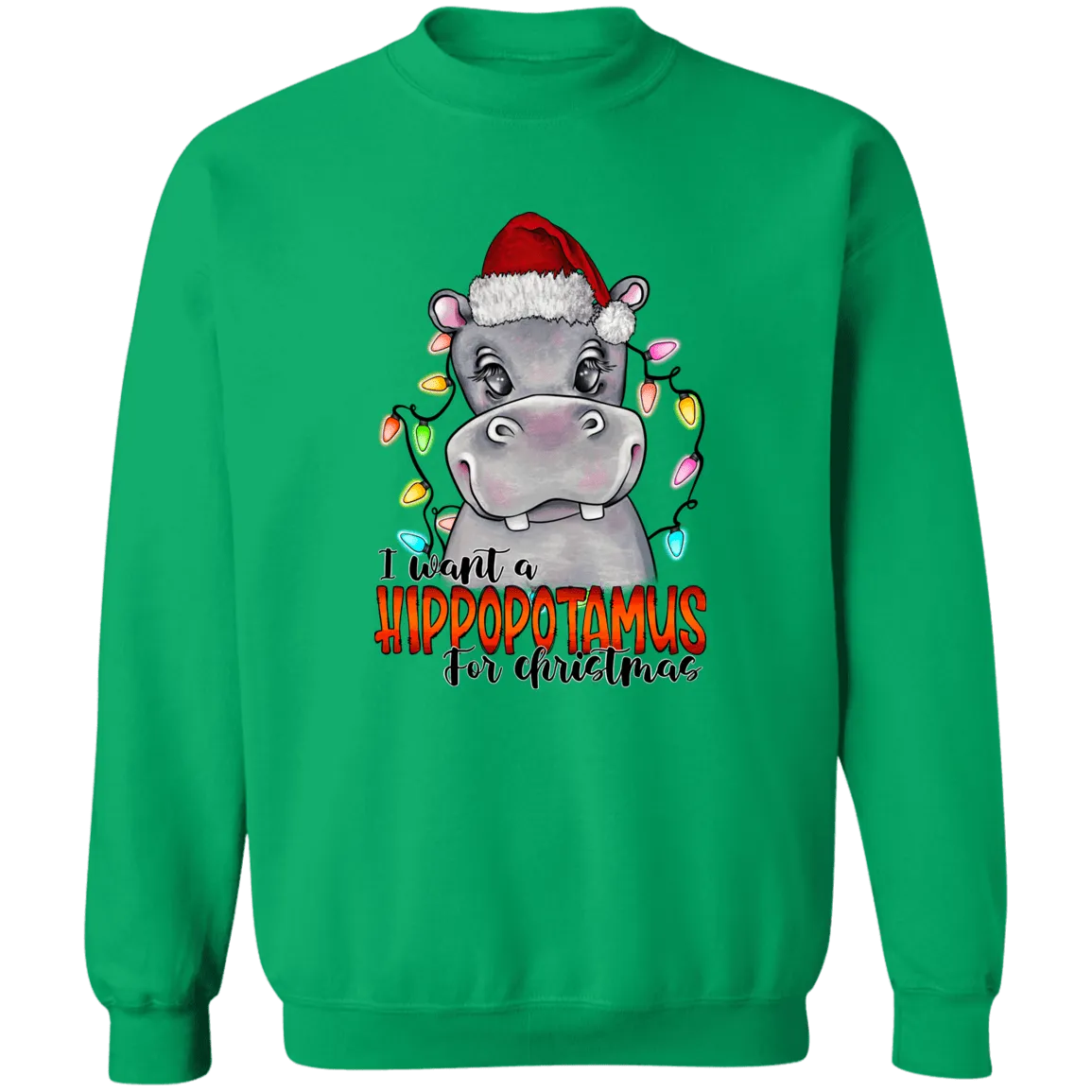Hippo for Christmas Crewneck Pullover Sweatshirt