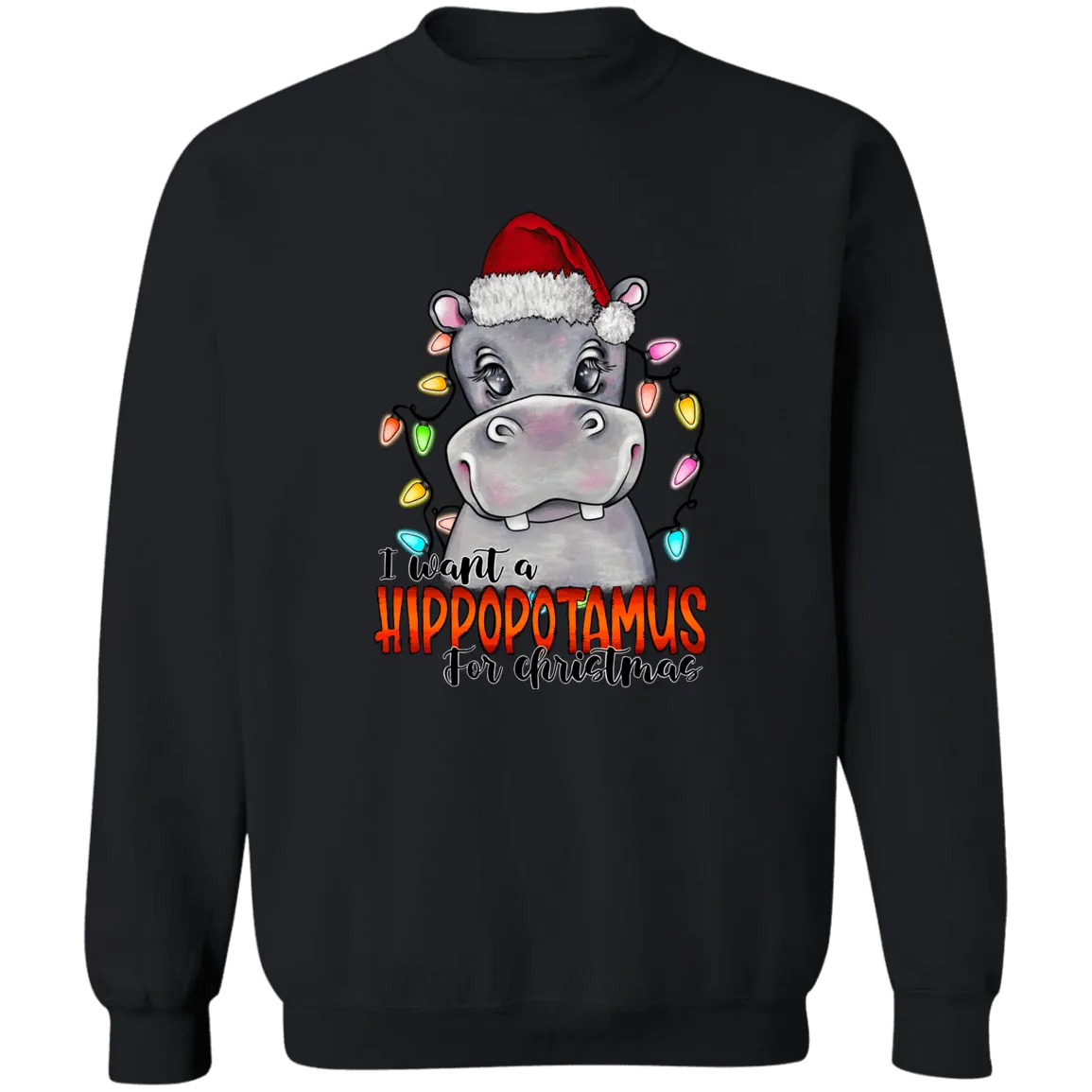 Hippo for Christmas Crewneck Pullover Sweatshirt