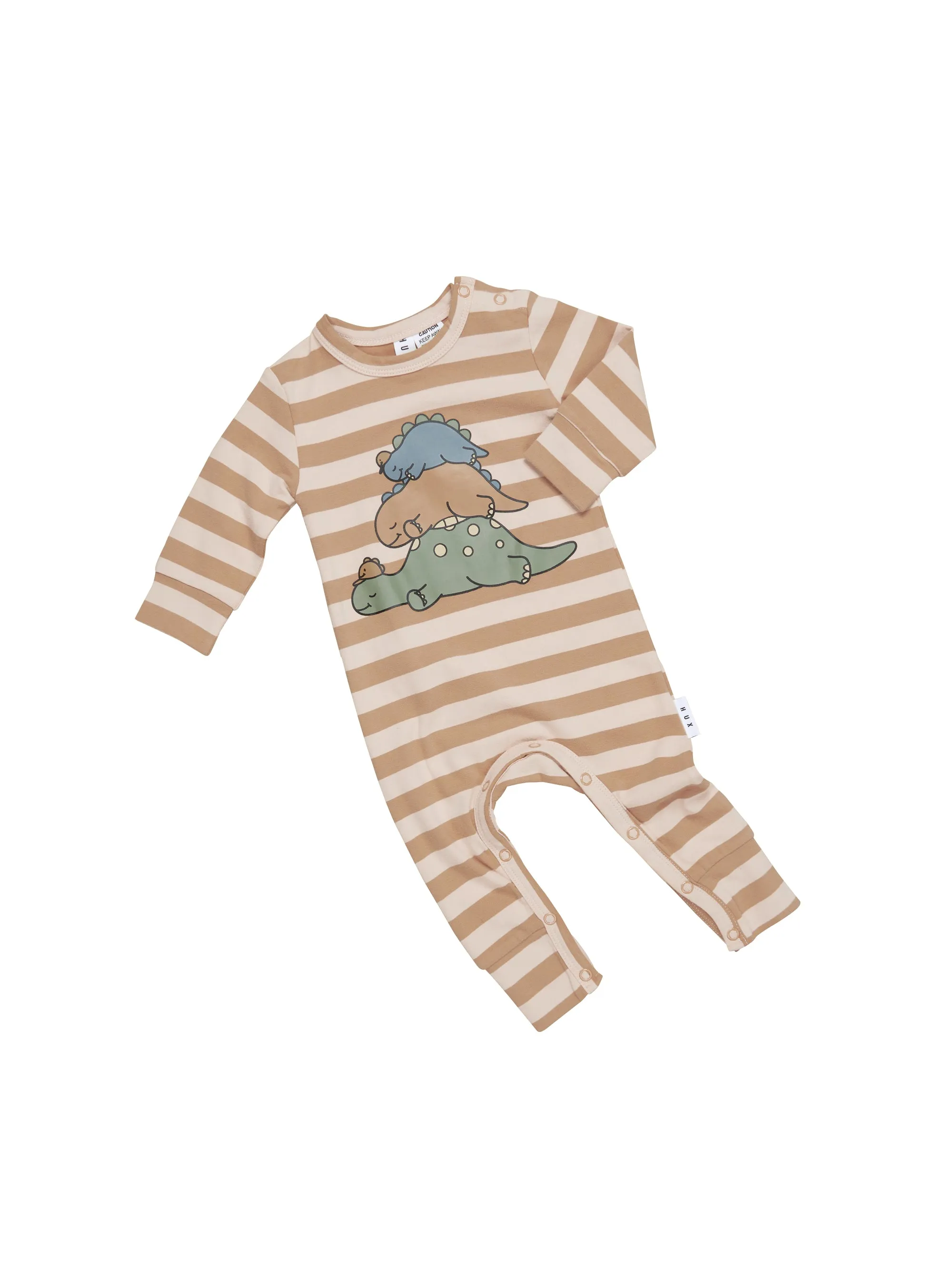 Huxbaby Sleeping Dinos Stripe Romper