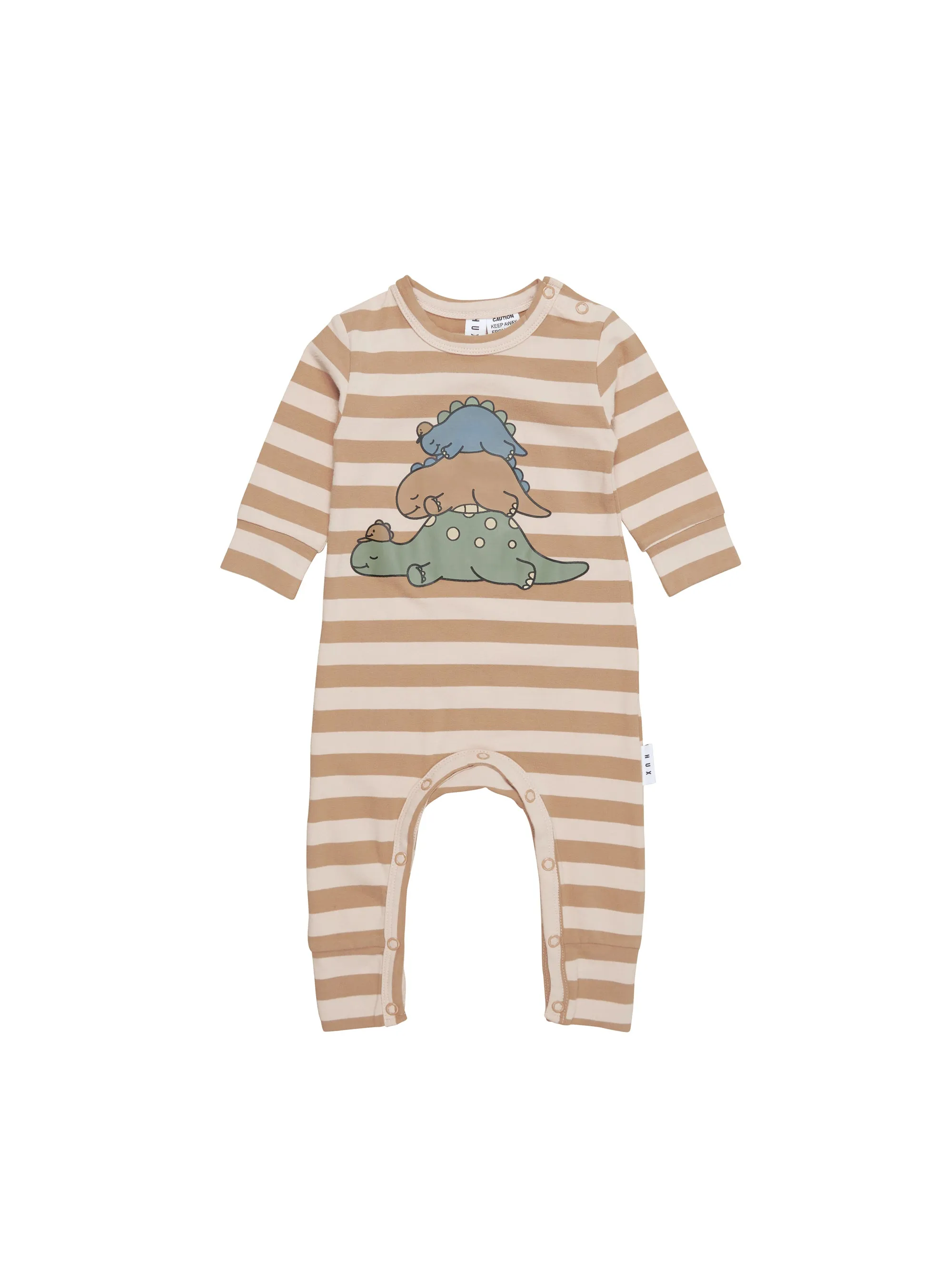 Huxbaby Sleeping Dinos Stripe Romper