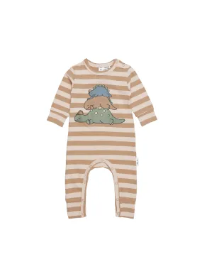 Huxbaby Sleeping Dinos Stripe Romper