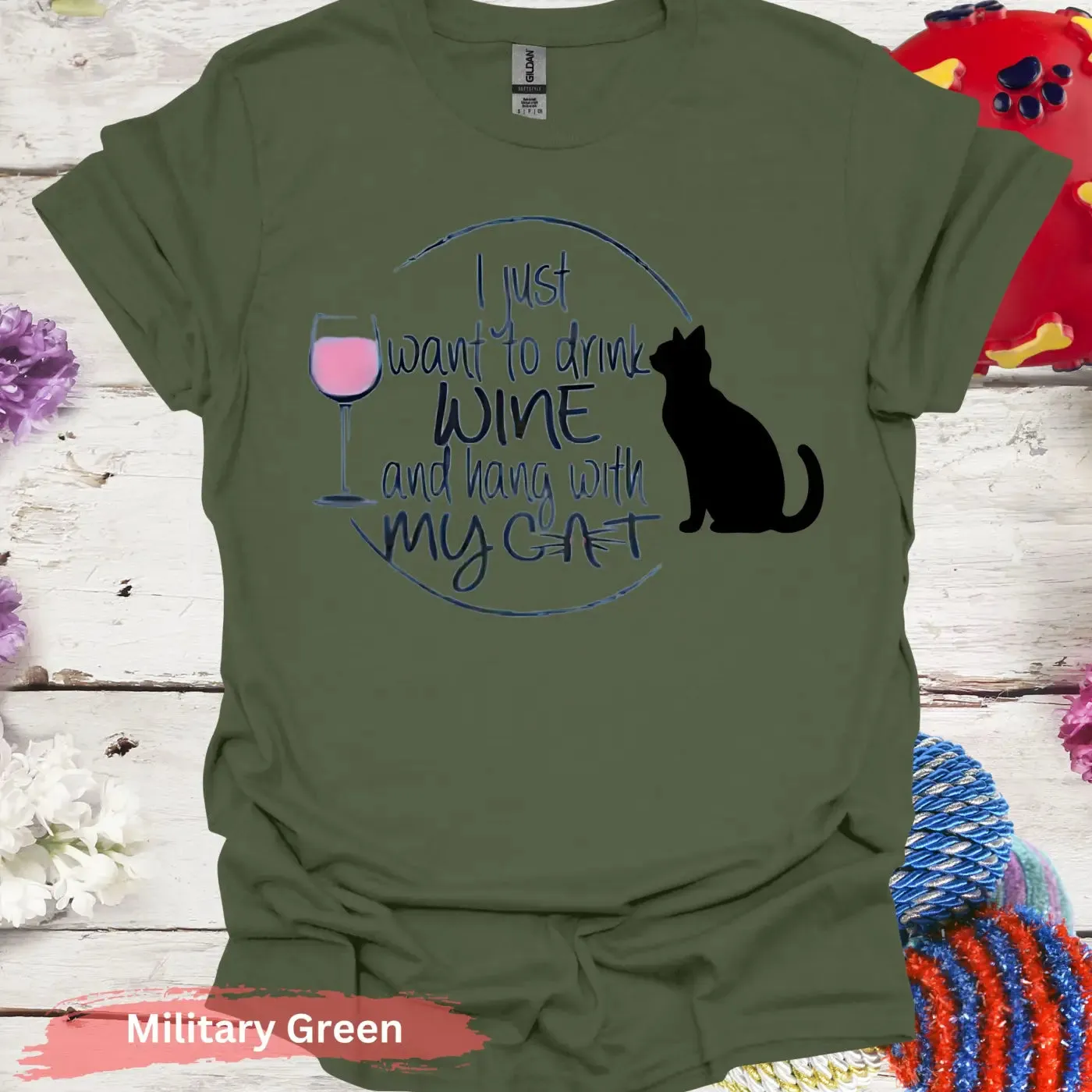 I Just Want Wine and Cat T-Shirt