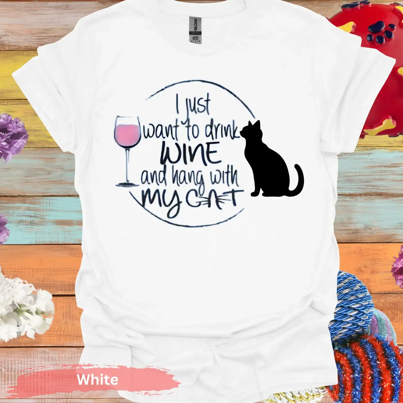 I Just Want Wine and Cat T-Shirt