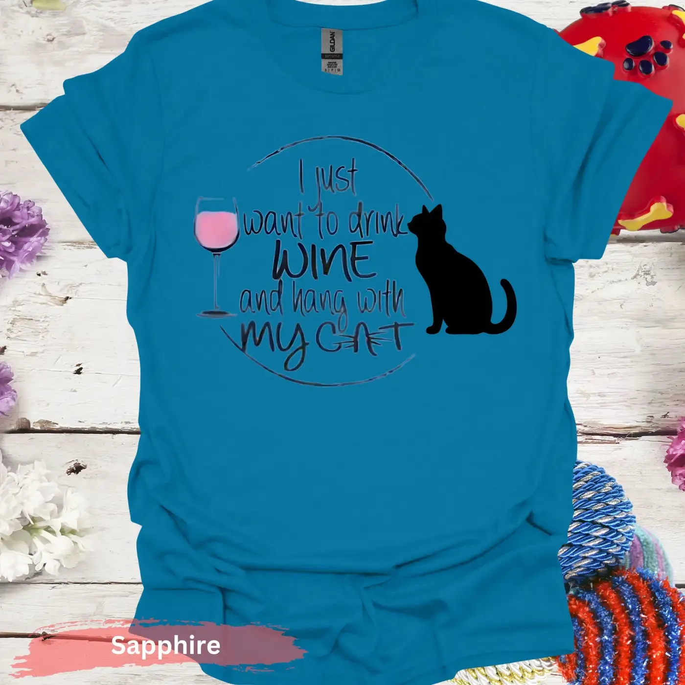 I Just Want Wine and Cat T-Shirt