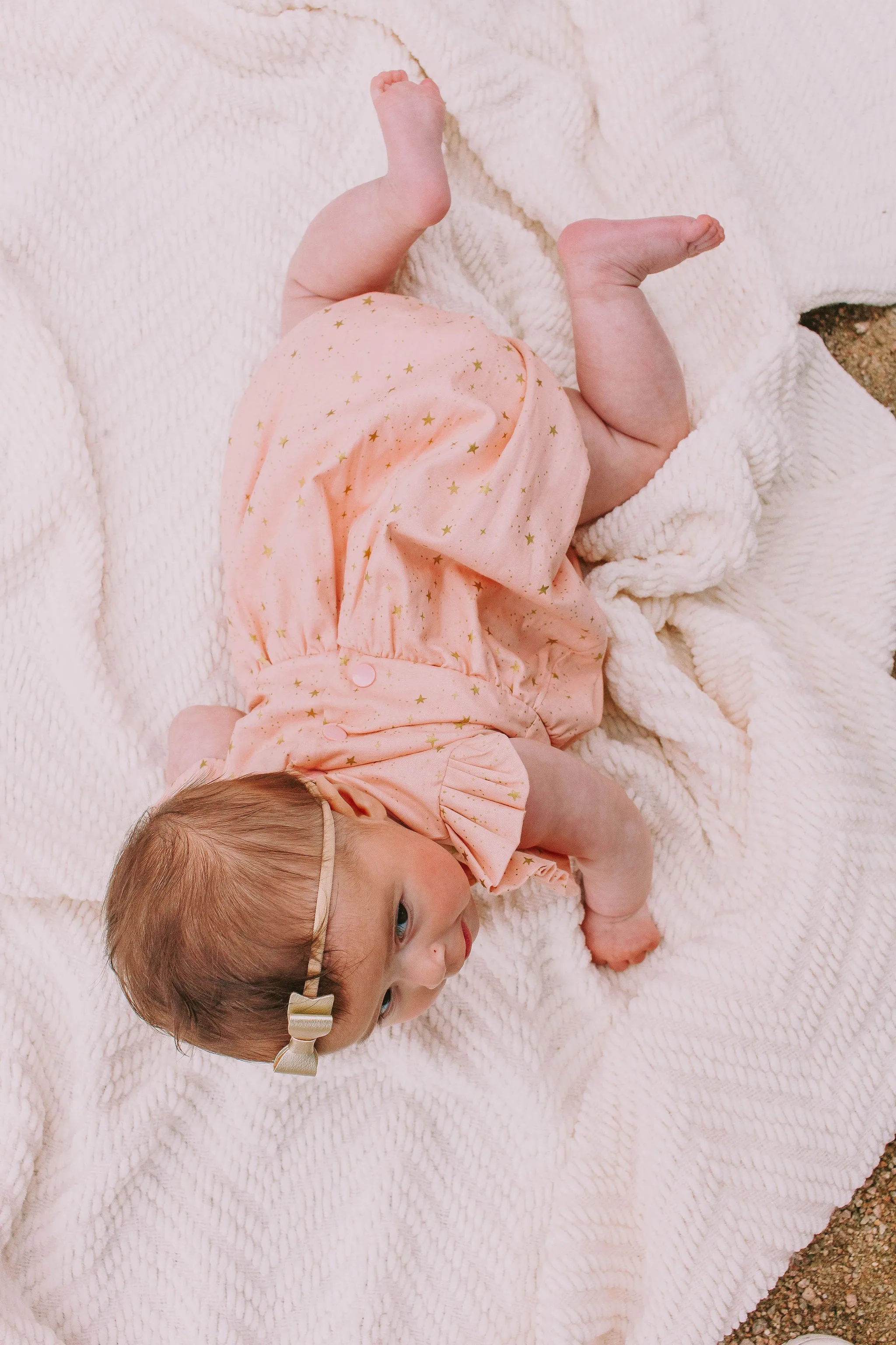 Infant Girl's Pink and Gold Star Rifle Paper Print Bubble Romper