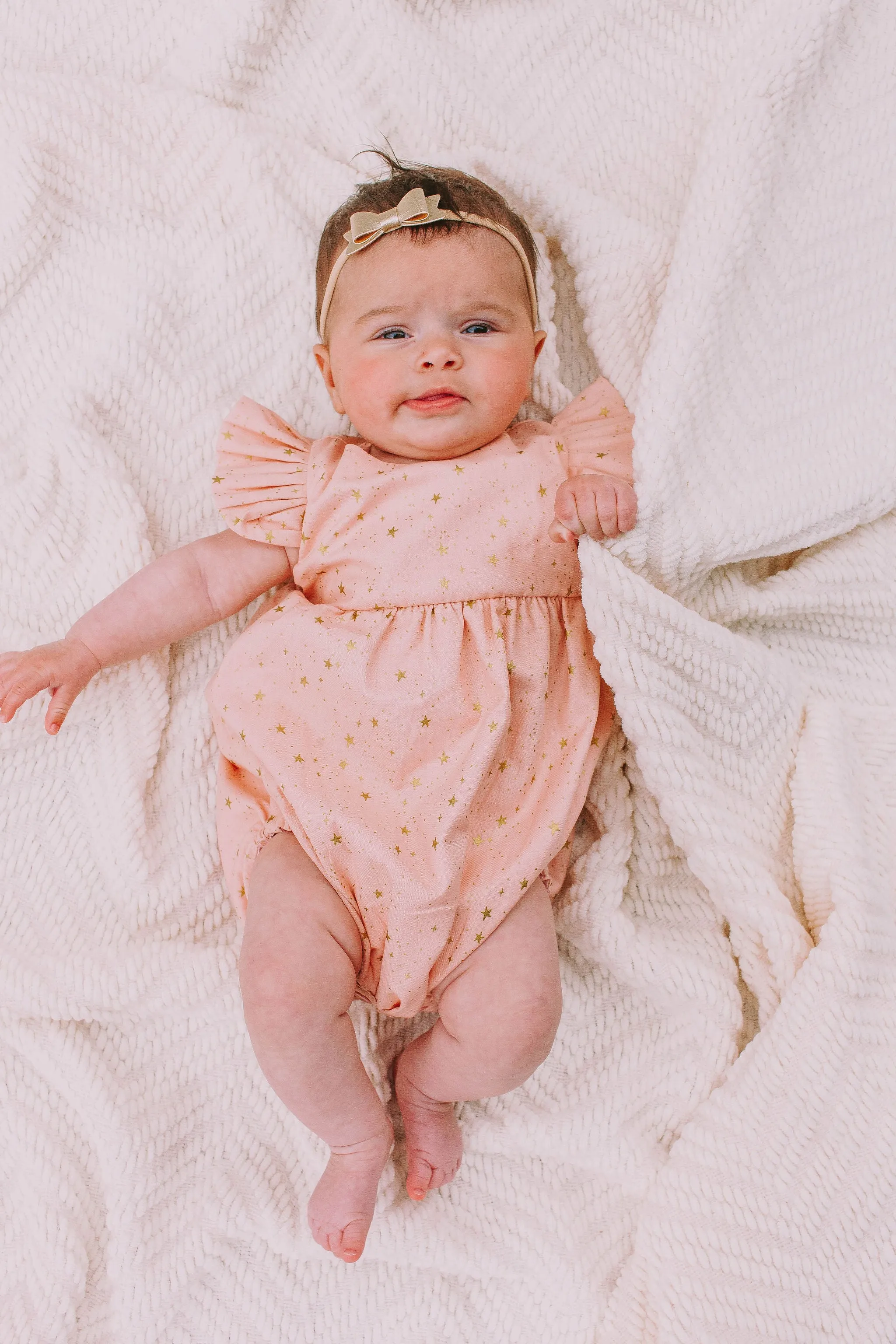 Infant Girl's Pink and Gold Star Rifle Paper Print Bubble Romper