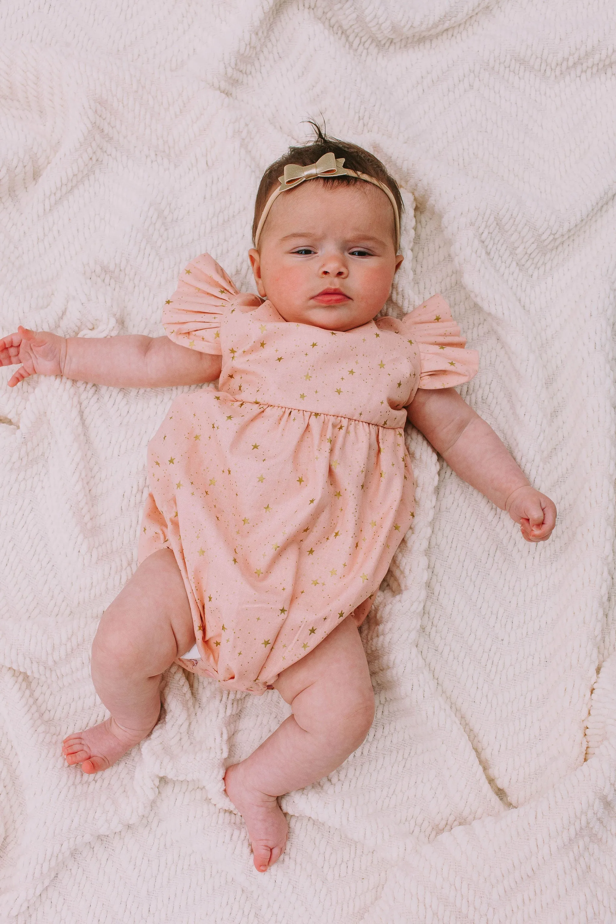 Infant Girl's Pink and Gold Star Rifle Paper Print Bubble Romper