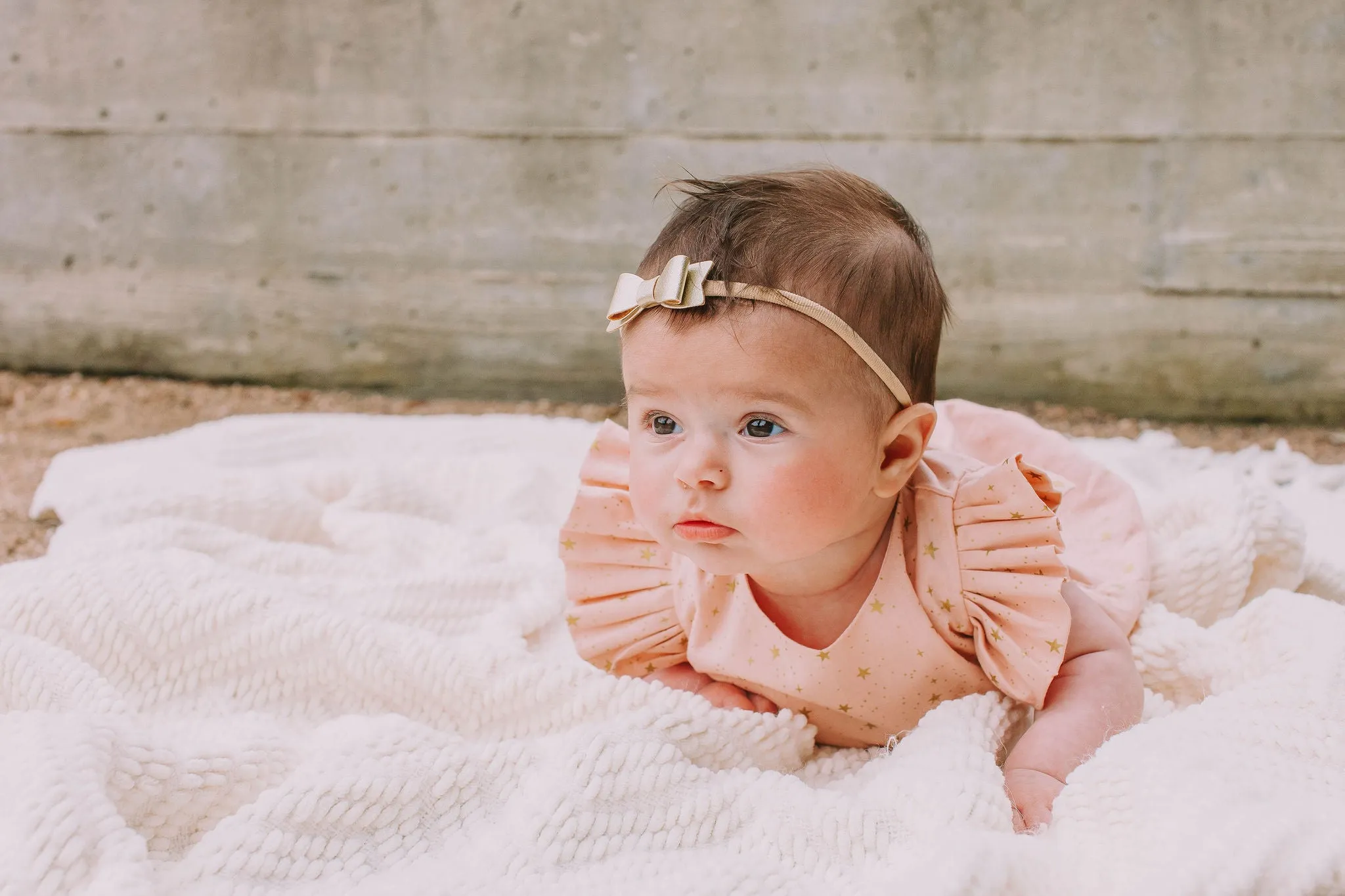 Infant Girl's Pink and Gold Star Rifle Paper Print Bubble Romper