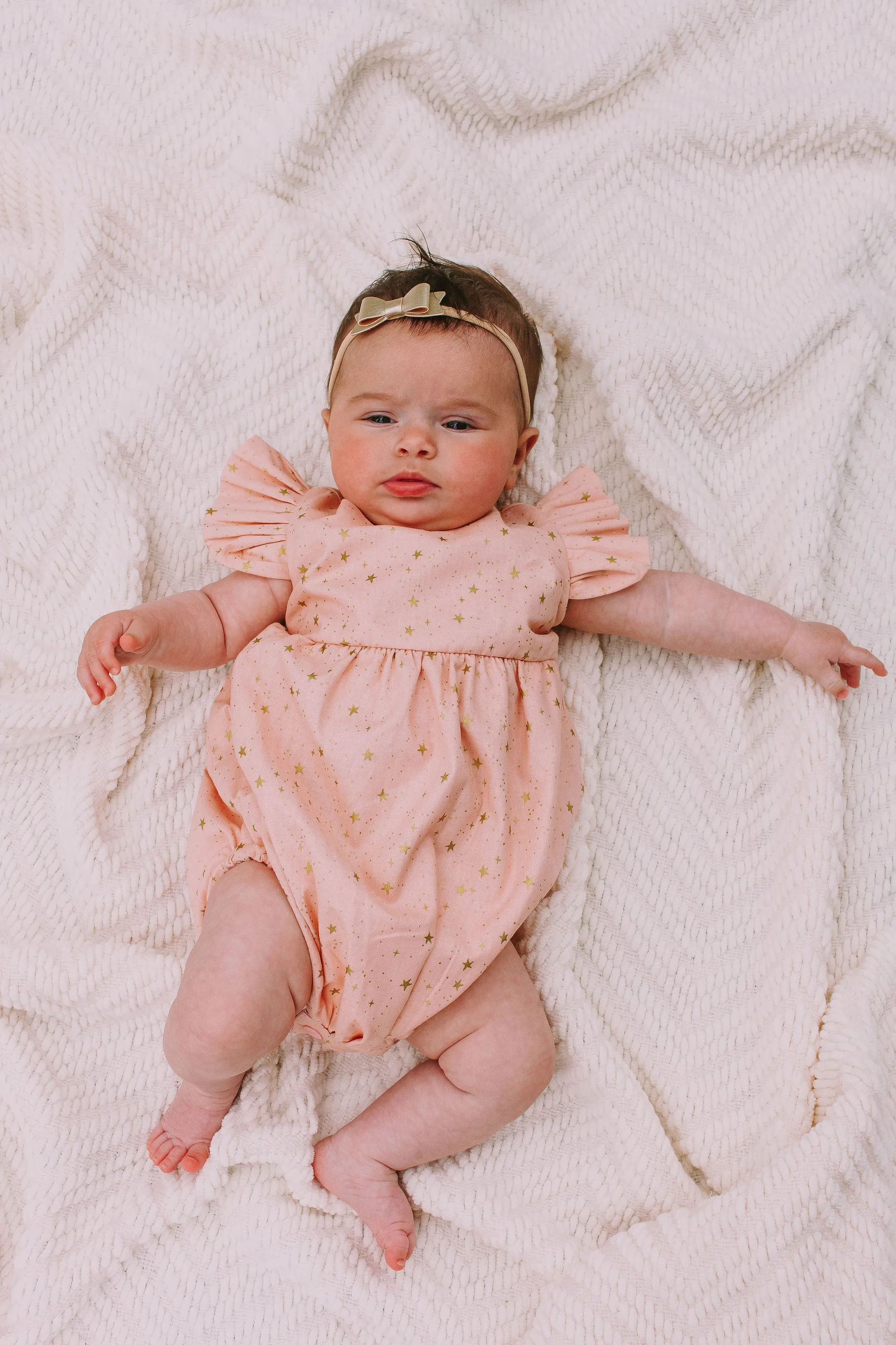 Infant Girl's Pink and Gold Star Rifle Paper Print Bubble Romper
