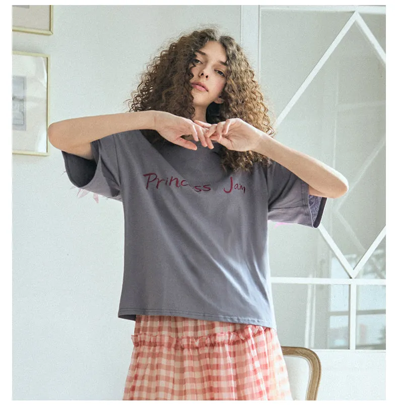 JAM PRINCESS LOGO WINGS BEADED EMBROIDERY T SHIRT IN MULTI COLOR
