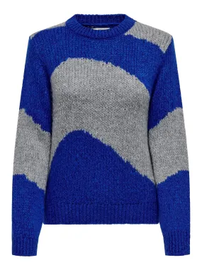 JDY Dinea Colourblock Pullover Knit -SURF BLUE