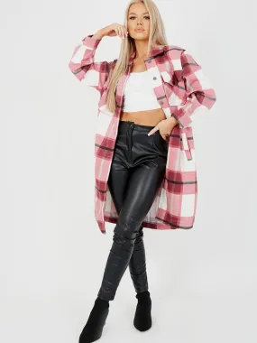 Jemma Longline Thick Colour Block Shacket In Wine