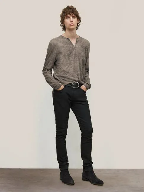 John Varvatos ASH  Grommet Henley - Nickel Grey