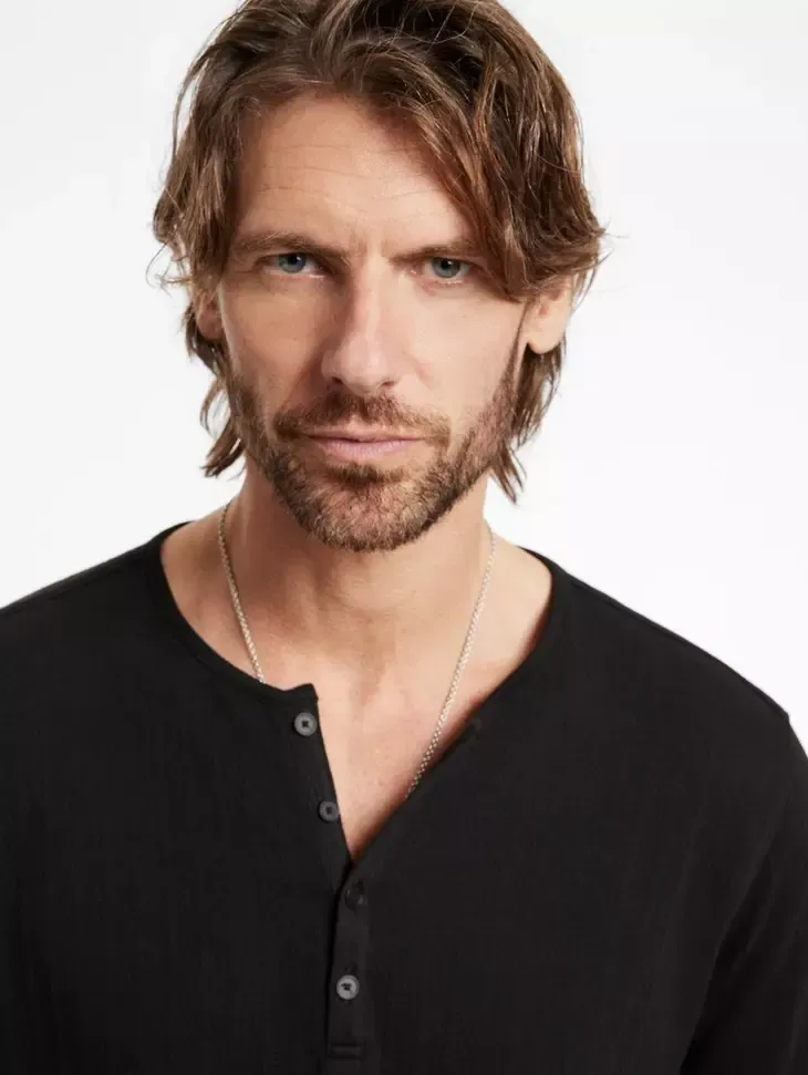 John Varvatos WALDEN LS Henley - Black