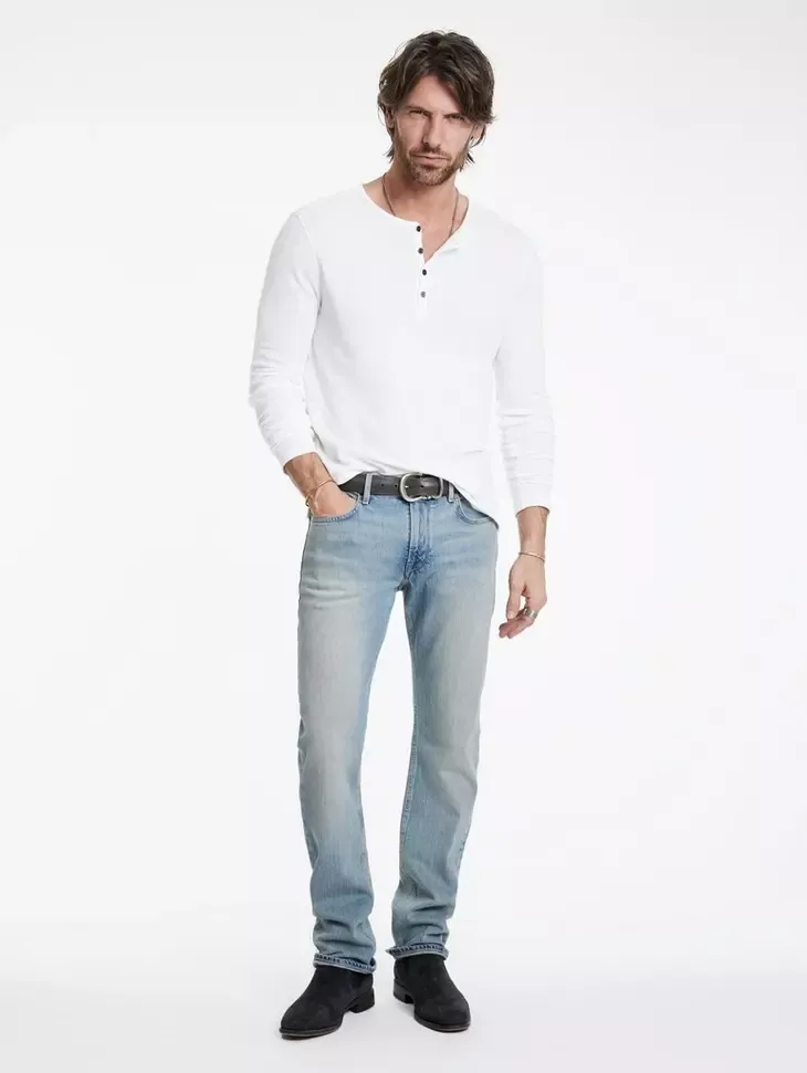 John Varvatos WALDEN LS Henley - White