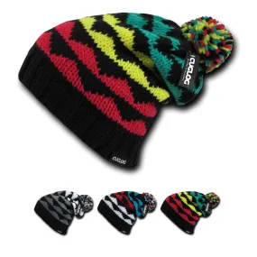 K2 Beanie, Knit Cap, Cuff Slouch Beanie with Pom Pom - Cuglog K023