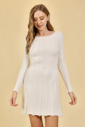 knit long sleeve pleated dress