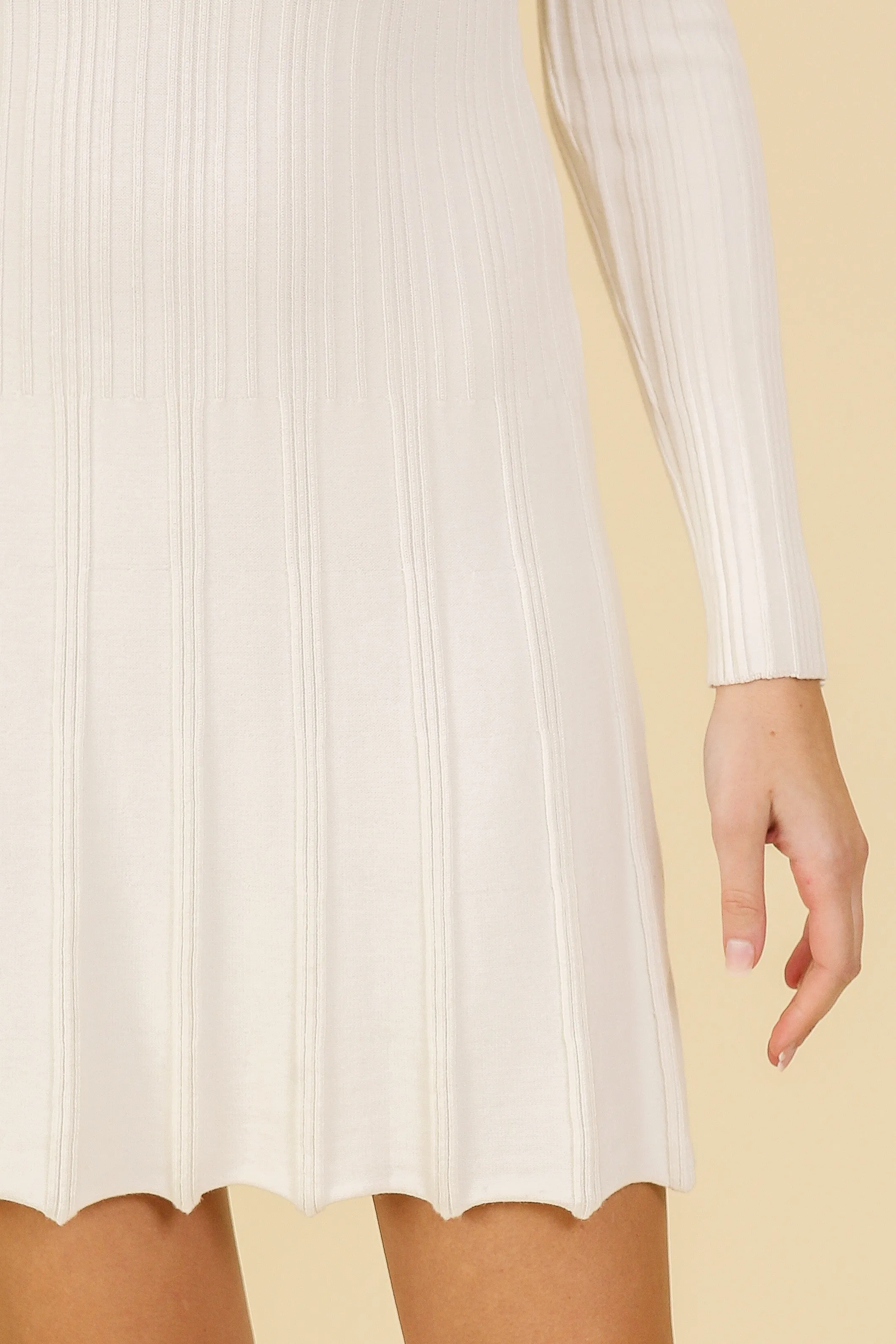 knit long sleeve pleated dress