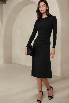 Knit Shirred Midi Dress