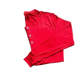 Kozi & Co Solid Men's Long Sleeve Henley - Solid Nordic Red