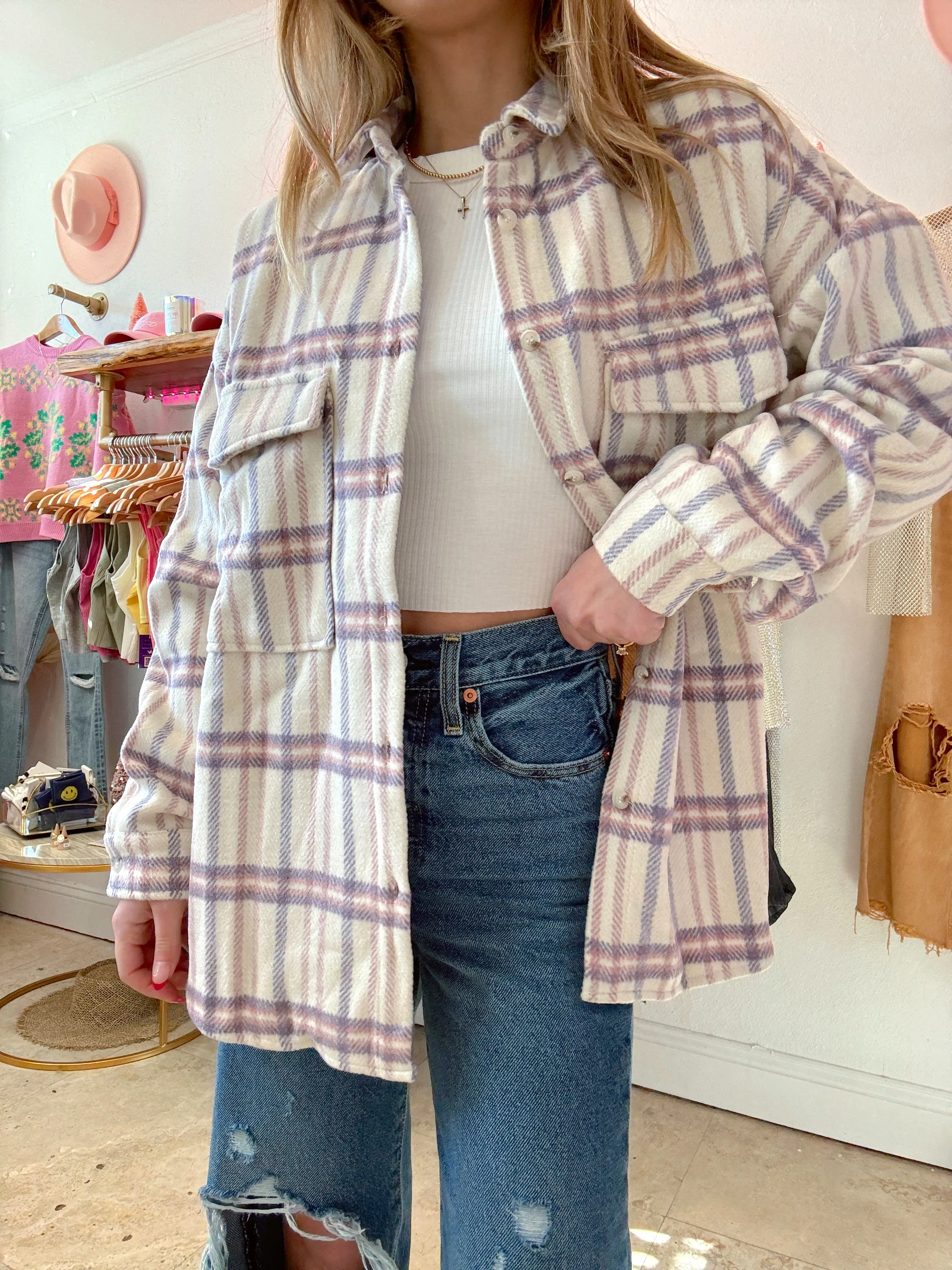 Lavender Latte Plaid Shacket