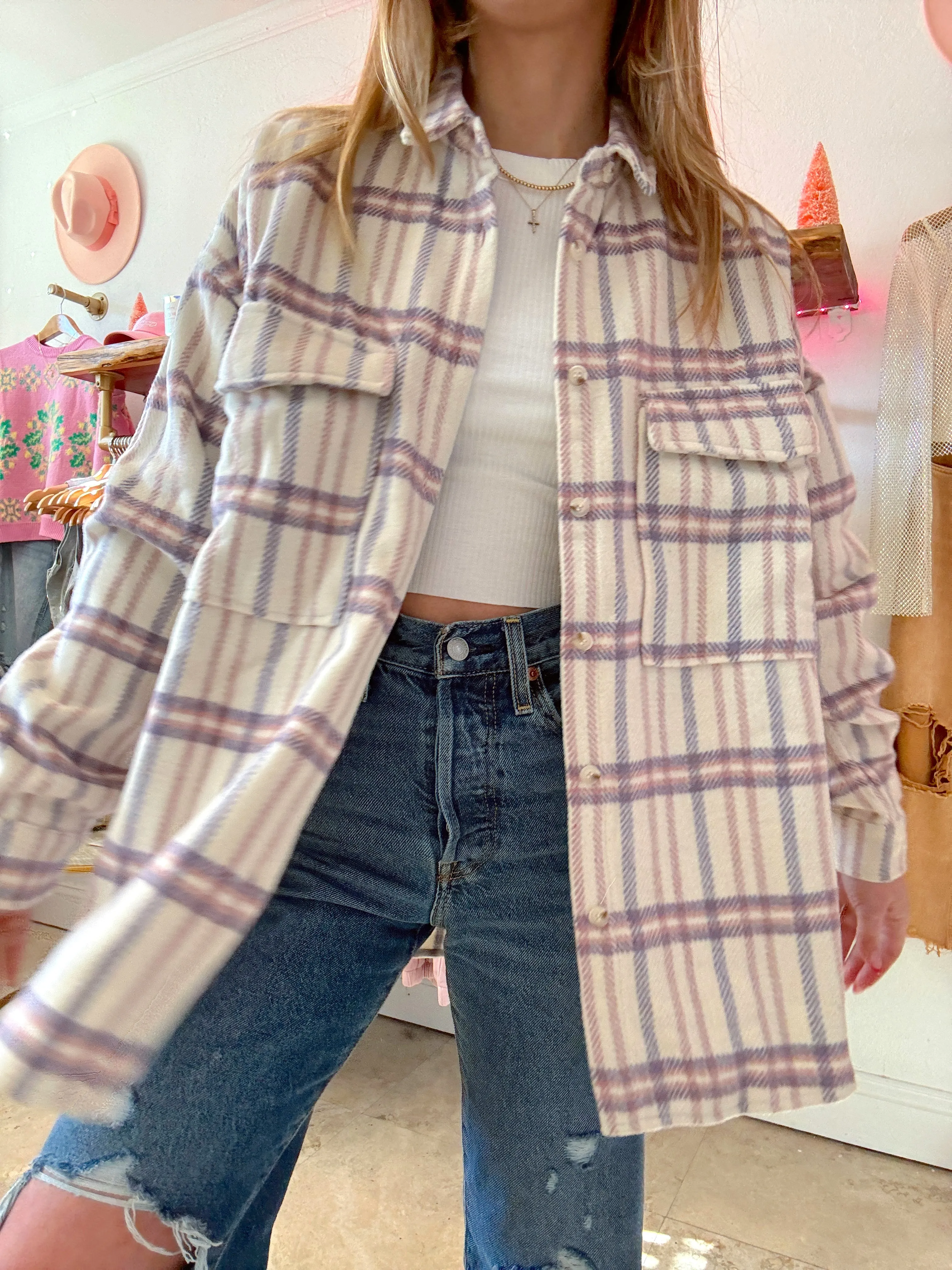 Lavender Latte Plaid Shacket