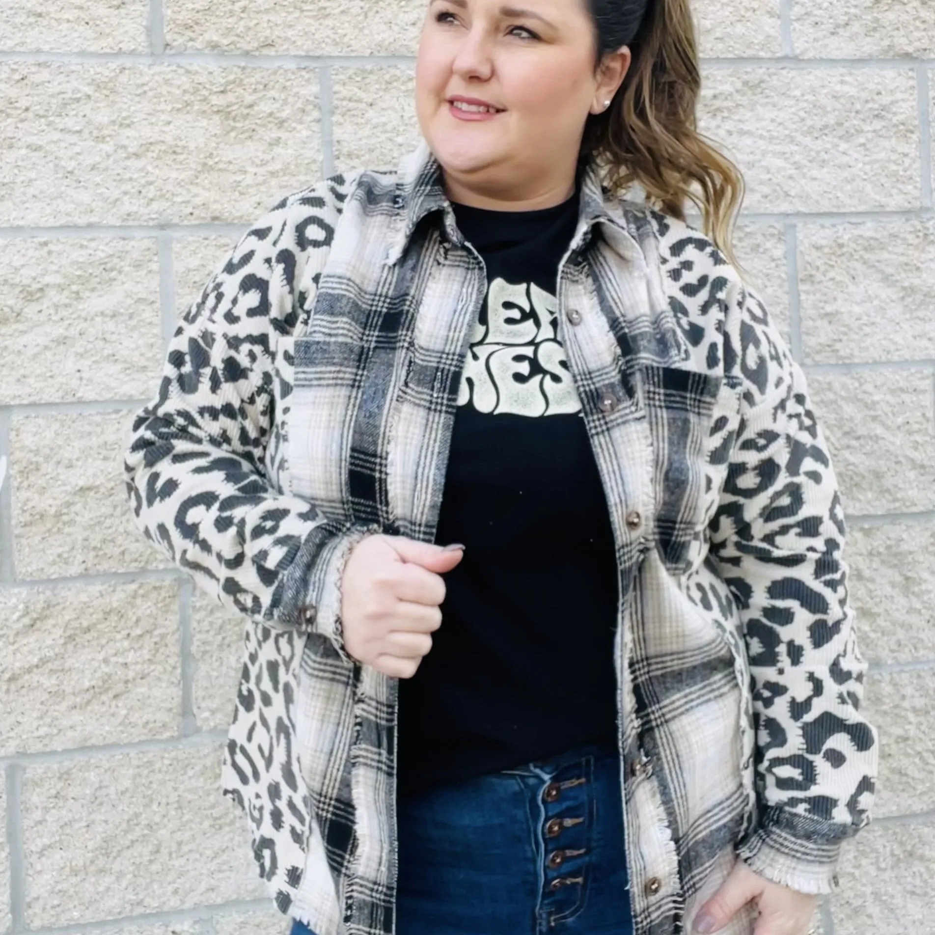 Leopard and Plaid Mix Shacket