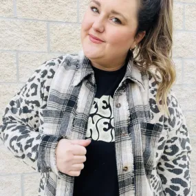 Leopard and Plaid Mix Shacket