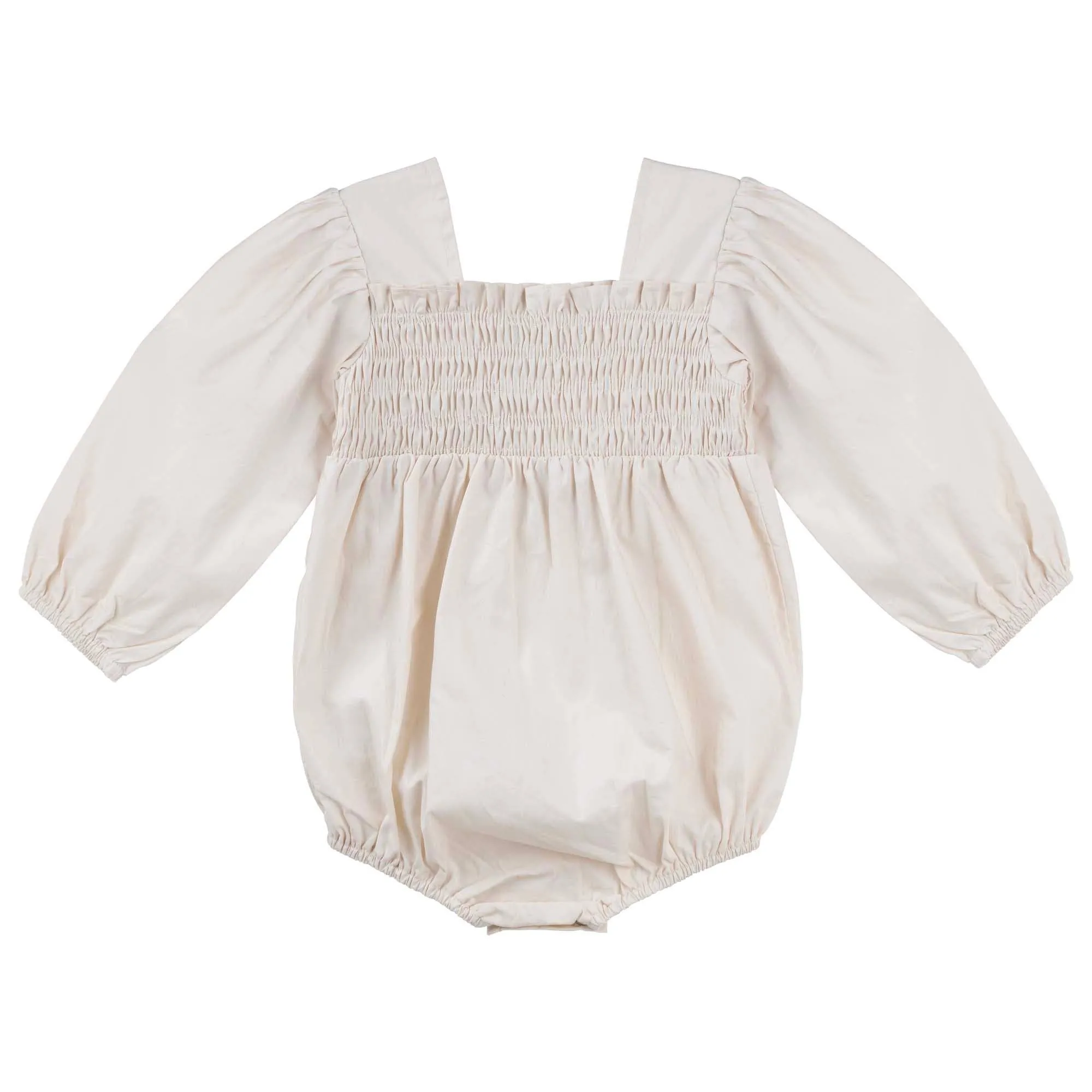 Lily L/S Puff Sleeve Romper - Ecru