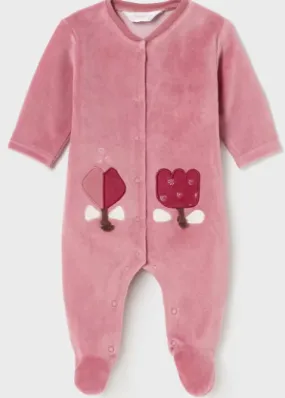 Lollipop Solid Girl's Velour Footed Romper - Select Size