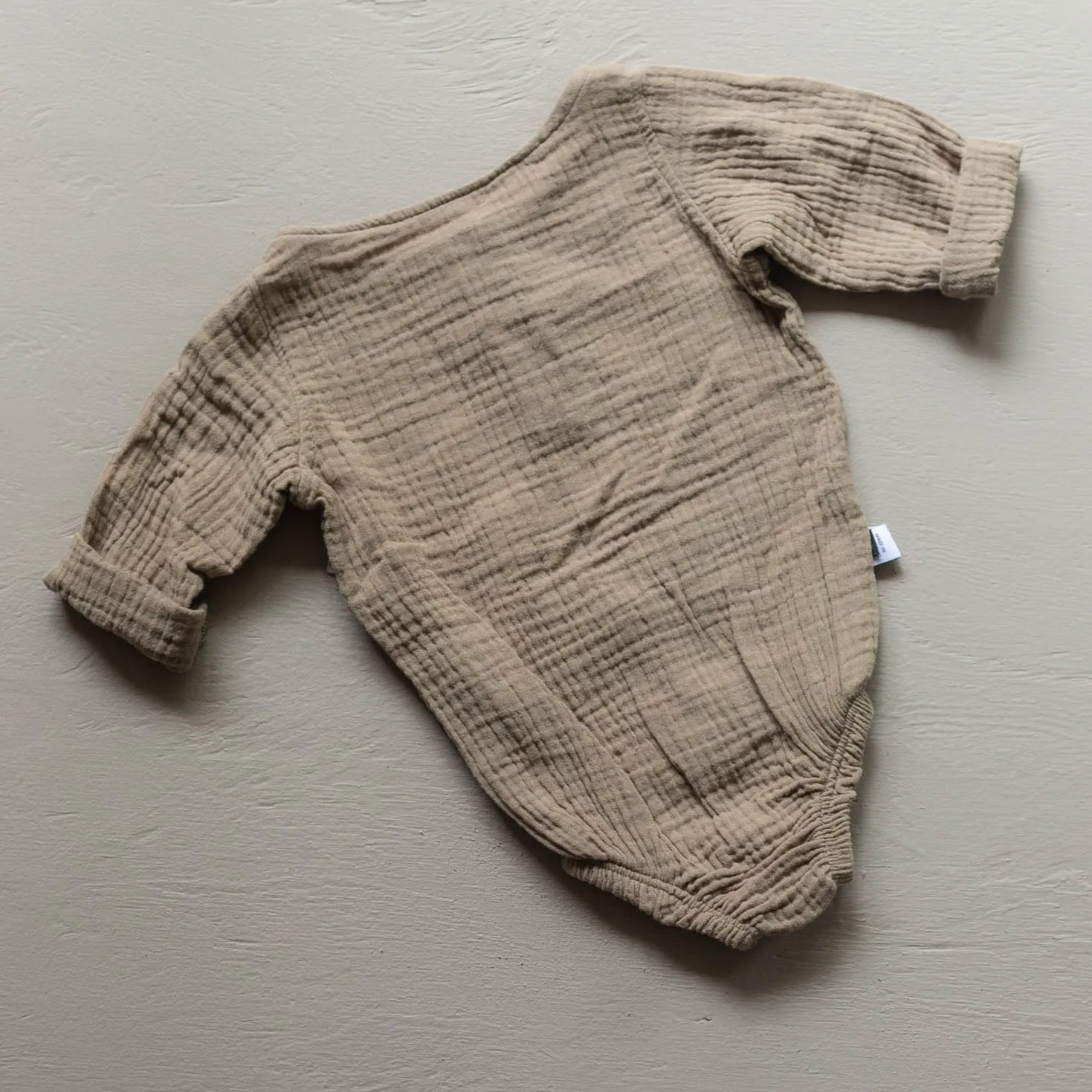 Long Sleeve Organic Cotton Baby Romper - Mocha