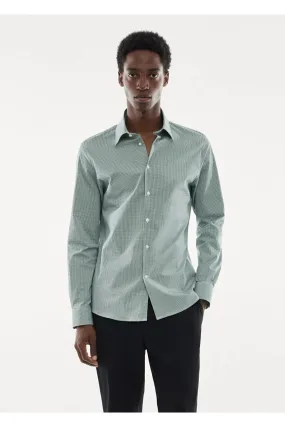 Mango Men's Stretch Fabric Micro Check Shirt