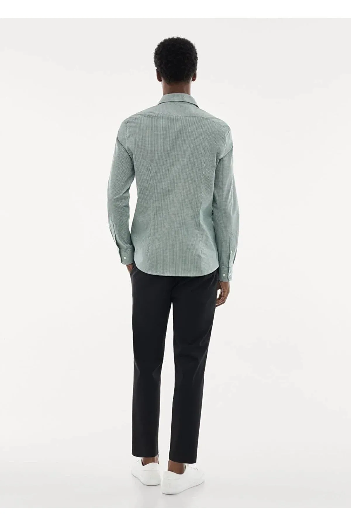 Mango Men's Stretch Fabric Micro Check Shirt