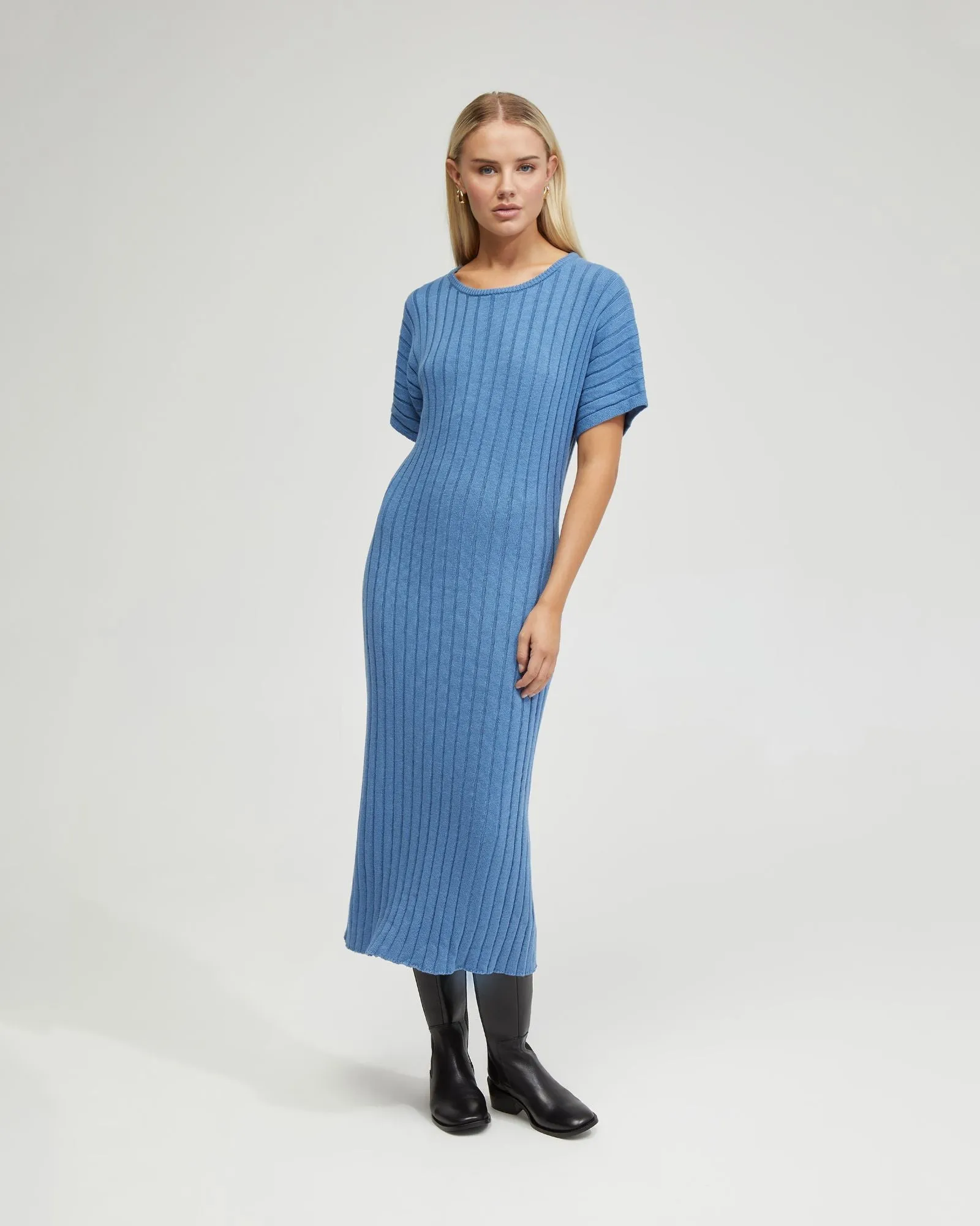 Maya Rib Short Sleeve Dress